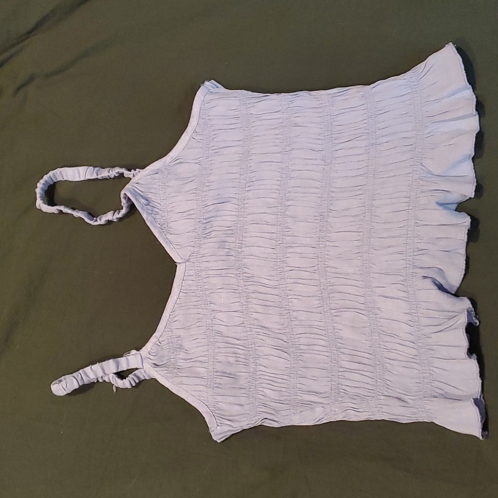 Flirty Sky Blue Ruched Tank